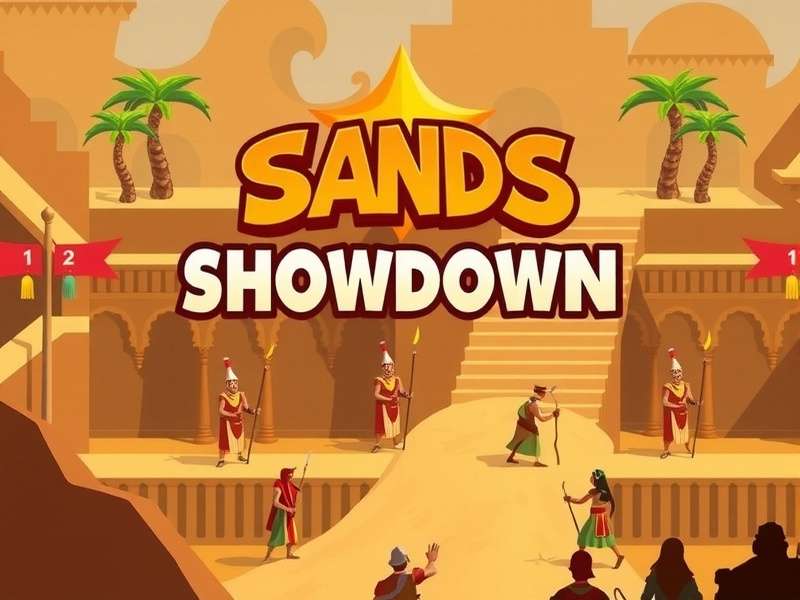 Sands Showdown game logo featuring sand dunes and battle arenas